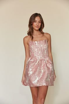 pink-dress | holiday 2023 party dress Gold Hoco Dress, Preppy Homecoming, Sequin Babydoll Dress, Unique Homecoming Dresses, Bm Dresses, Cute Formal Dresses, Sassy Dress, Mini Gold Dress, Elegant Mini Dress