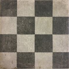 a black and white checkered tile floor with grungy paint on the edges