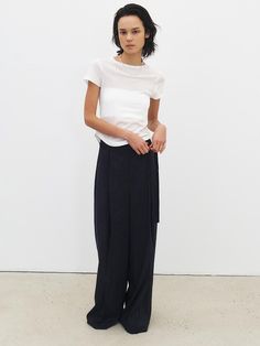 This is a minimal and feminine pants by MOHAN that is made out of high quality and sturdy fabric. With design detail that gives a trendy and refined mood, you can style it with various items for a clean daily outfit. - Semi high waistline- Belt included- Front zipper, hidden button, and loop- Cool touch of linen blend fabric Elegant Everyday Bottoms For Spring, Elegant Spring Bottoms For Everyday, Elegant Everyday Spring Bottoms, Chic Wide Leg Pants For Everyday, Spring Workwear Pants With Minimal Stretch, Chic Ankle-length Wide Leg Pants For Everyday, Chic Ankle-length Pants For Everyday Wear, Modern Trousers With Minimal Stretch, Elegant Wide Leg Bottoms For Everyday