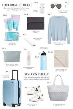 the ultimate travel packing guide for girls on the go, including luggage and makeup products