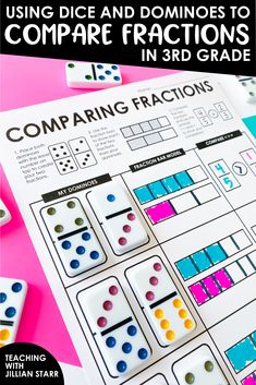 Comparing Fractions in 3rd grade with Dice and Dominoes Math Centers Year 3 Fractions, Representing Fractions 3rd Grade, Grade 4 Fractions Activities, Name Fraction Activity, How To Teach Fractions 3rd Grade, Learning Fractions 3rd Grade, Year 5 Fractions, Fractions Third Grade Activities, Grade 5 Fractions Activities