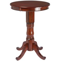 a round wooden table with two legs and an end table on one side, in the middle