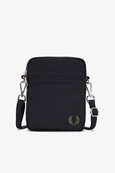 Fred Perry Nylon Twin Tipped Small Bag Limited Style L8290 - Black - 102 Fred Perry Bag, Fred Perry Logo, Vinyl Accessories, Twin Tips, Umbrellas Parasols, Baby Scarf, Black Bat, Clothing Patches, Black Leather Bags