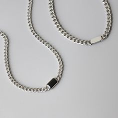 Material: 316L Stainless Steel Size: Chain 40+4.5cm / black diamond 1X1.6cm, block 1.7X0.8cm Origin: California, USA The Stainless Steel construction of the necklace keeps it looking great for years of regular wear alongside your favorite jewelry. Each product packed with SOCALI premium pouch and box, together with silver cleaning cloth and card. Material Our products are made from the top-grade 316L stainless steel - a metal that is nickel-free and does not fade or blacken and 100% hypoallergen Minimalist Cuban Link Chain Jewelry, Classic Rectangular Metal Necklaces, Everyday Curb Chain Necklace With Rectangular Links, Everyday Jewelry With Square Pendant Chain, Modern Everyday Necklace With Curb Chain, Minimalist Metal Necklaces With Curb Chain, Everyday Square Pendant Chain Necklace, Modern Curb Chain Necklace For Everyday, Rectangular White Gold Chain Jewelry