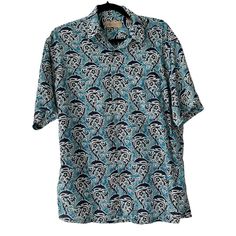 Vintage Lord & Taylor Casual Classics Blue Dolphin Print Button Up Tropical Shirt. All over dolphin and tropical flower print with single button pocket. Men’s size medium Excellent condition no rips, holes or stains.. Please see measurements vintage tends to run small. Measurements Pit to pit 23” Length 28” Blue Dolphin, Tropical Shirt, Tropical Shirts, Tropical Flower, Flower Print, Flower Prints, Dolphins, Casual Button Down Shirt, Button Up