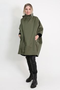 Designed with room to layer, meet the Guilia Rain Shell Coat. This oversized asymmetrical zip coat is unconventionally chic in a one-size, all-weather water-repellant design. Bring in a Goose Down thermal layer under this coat or simply add a soft sweater this season. Finish your style with a pair of boots and a fitted Zip Coat, High Neck Designs, Stylish Clothes For Women, Rain Coat, Stylish Clothes, Water Repellent Fabric, Soft Sweater, New Launch, Softest Sweater