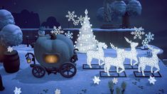 an animated christmas scene with reindeer pulling a sleigh