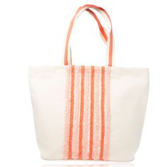 You'll be beach ready with the Kona Water Resistant Tote! Water resistant so your belongings won't get wet, this tote bag features a vibrant coral stripe color hand embroidered across the front and inner pockets inside for extra organization, this water resistant bag will be your new summertime staple. This beach bag effortlessly doubles as a cruise bag, sports bag, or overnight bag to store your travel essentials. The perfect vacation bag or "weekend vibes'' bag! This reusable tote features two Orange Canvas Bag For Daily Use In Summer, Orange Canvas Bag For Daily Summer Use, Beach Shoulder Bag With Striped Braided Handles, Orange Beach Bag For Beach Season, Striped Shoulder Bag For Summer Vacation, Beach Tote Shoulder Bag With Striped Lining, Orange Tote Beach Bag For Vacation, Striped Bags For Beach Season Vacation, Spring Striped Beach Bags