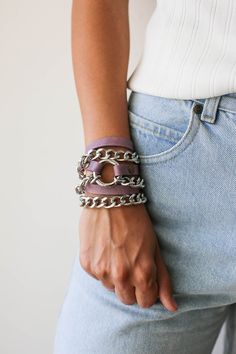 "Chain Bracelet, Leather Jewelry, Leather Cuff Bracelet, Bracelets for women, Purple leather Bracelet ✨New Line of Minimalist Ring Leather Bracelet cuffs is out! And the best thing is that these beautiful Ring bracelets match our new line of \"2021 Ring collection\" bags perfectly and they also come in almost all colors to match all of our bags! 🔸Small Ring Edition with Chain - You can now Choose the color of your hardware and chain! * Simple and Elegant design * High Quality, Soft Natural Leat Unique Leather Cuff Bracelet With Strap, Edgy Leather Bracelet With Rivets, Adjustable Leather Cuff Bracelet, Elegant Style, Edgy Leather Cuff Bracelet, Brown Leather Cuff Bracelet With Strap, Purple Leather, Leather Cuffs Bracelet, Small Rings, Leather Wrap Bracelet