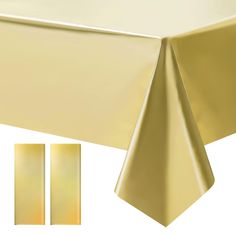 an image of a gold table cloth set up