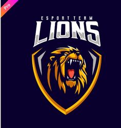 the esport team lions logo on a dark background with an angry lion's head