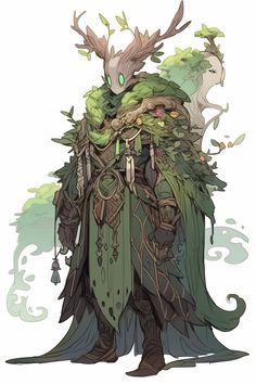 an image of a creature with horns and leaves on its head, standing in front of a