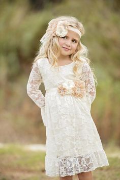 Country Flower Girls, Flower Girl Dresses Country, Rustic Flower Girl Dress, Rustic Dresses, Ivory Flower Girl, Ivory Flower Girl Dresses, Ivory Lace Dress, Rustic Wedding Dresses