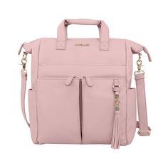 Caroline Convertible Tote (Vegan) Leather Diaper Bag Backpack, Lily Jade, Pink Convertible, Vegan Leather Backpack, Blush Gold, Faux Leather Bag, Work Tote, Vegan Leather Bag, Diaper Bag Backpack