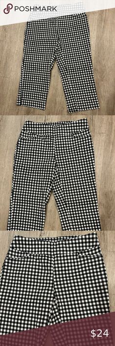 Croft & Barrow Black & White Checkered Capris 6 Regular Effortless Stretch Pant Black White Checkered, Croft & Barrow, Stretch Pants, Capri, Black White, Plus Size, Black And White, Turn Ons