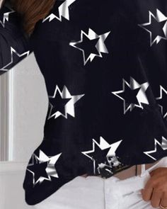 Star Print Cold Shoulder Casual T-shirt P15476 Casual T Shirt, Star Print, Casual T Shirts, Shoulder Sleeve, Cold Shoulder, Sleeve Length, Stars, T Shirt