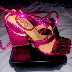 Never Worn. Brand New. Great Condition Fast Shipping. Trendy Pink Sandals For Night Out, Pink Block Heel Sandals For Night Out, Strap Up Heels, Lucky Brand Sandals, Feather Heels, Tie Up Sandals, Orange Heels, Zara Heels, Nine West Heels