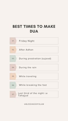 the best times to make dua info sheet is shown in this screenshote