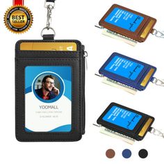 Trendy Fashion ID Badge Card Holder Synthetic Leather Vertical Clip Neck Strap Lanyard Case, Womens Accessories Leather Badge Holder, Employees Card, School Id, Neck Lanyard, Leather Lanyard, Bus Card, Key Lanyard, Id Badge Holders, Unisex Accessories