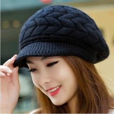 Knitted Hat Women Autumn Winter Hats Ladies Beanie Girls Skullies CAPS Bonnet Femme SnapBack Warm Plus Velvet Hat Sombrero Mujer alx Visor Beanie, Wooly Hats, Girl Beanie, Wool Hat Knit, Fall Hats, Winter Knit Hats, Winter Mode, Winter Cap, Winter Hats For Women