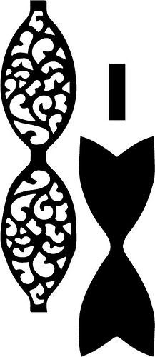 the silhouettes of two vases with hearts and an hour on each one side