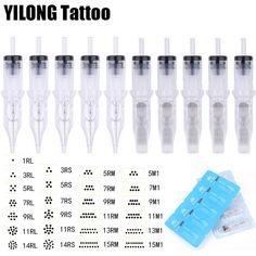 the various types of tattoo needles are shown in different sizes and shapes, including one for each