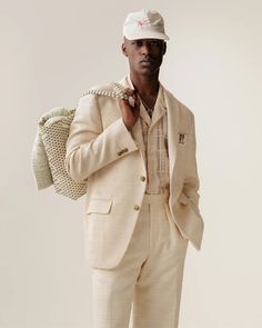 Boucle Suit Trouser – Aimé Leon Dore Yankee Hat, New York October, Cream Suit, Men's Tuxedo, White Tuxedo, Aime Leon Dore, Sporty Outfits, Gentleman Style, Trouser Suits