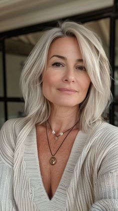 Natural White Hair, Medium Hair Styles For Women, 2024 Goals, Timeless Looks, Haircuts For Women Over 50, Blonde Bob Hairstyles, Gorgeous Hairstyles, Hairstyles And Haircuts, Hair Therapy