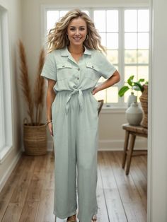 Embrace the best of both worlds with our Classic & Casual Jumpsuit. The modern, versatile design pairs a classic style with a button-up collared neckline, making it perfect for any occasion, from business to fun. Effortlessly go from day to night with this must-have jumpsuit. Material & Care 70% Rayon/ 30% Linen Wash Cold, Inside Out Hang Dry No Stretch Color: Sage Green Vendor: Shopin LA Size & Fit S 2-6, M 8-10, L 12-14, 1X 16-18, 2X 20-22, 3X 24-26 True to Size Model is 5'7 wearing size Small Model is 5'5 wearing size Medium Model is 5'6 wearing size 1X Measurement Shoulder: S (18"), M (18.5"), L (19"), 1X (19.5"), 2X (20"), 3X (20.5") Bust: S (19"), M (20"), L (21"), 1X (22"), 2X (23"), 3X (24") Length: S (54"), M (54.5"), L (55"), 1X (56"), 2X (56"), 3X (56.5") Waist: S (28"), M (30") Curvy Leggings, Shoe Last, Jumpsuit Skirt, Best Of Both Worlds, Classic Casual, Hair Accessories Jewelry, Denim Pant, Hat Hairstyles