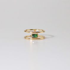 Meideya Jewelry Emerald Horizon Ring Modern Emerald Ring, Personalized Gift Cards, Emerald Ring Gold, May Birthday, Solid Gold Rings, Emerald Gemstone, Understated Elegance, Minimalist Rings, Dream Jewelry