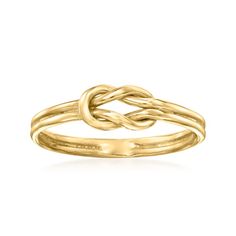 14kt Yellow Gold Knot Ring | Ross-Simons Jewelry Presentation, Gold Knot Ring, Yellow Rings, Natural Gold, Knot Ring, Jewelry Essentials, Everyday Rings, Rings For Girls, Jewelry Inspo