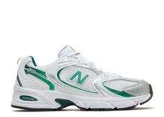 New Balance 530 'White Nightwatch Green' - New Balance - MR530ENG - white/nightwatch green New Balance 530 White, Green New Balance, Yellow Trainers, Sneaker New Balance, Zapatillas New Balance, Something In The Way, Baskets Nike, Logo New, Cream Shoes