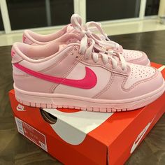 Elevate Your Sneaker Collection With This Limited Edition Nike Dunk Low In Triple Pink. The Shoe Features A Low-Top Style, Lace-Up Closure, And Standard Shoe Width. It Is Made In Vietnam And Has A Style Code Of Dh9765-600. Nike Dunk Low Triple Pink, Pink Dunks, Shoes For School, Pretty Sneakers, Easy Doodle, Pretty Shoes Sneakers, Cute Nike Shoes, Cute Nikes