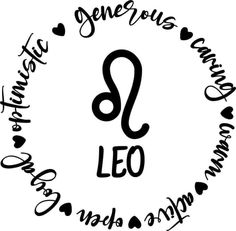 the zodiac sign for leo is surrounded by other astrological symbols and handwritten lettering