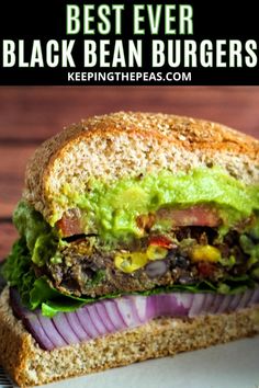 the best ever black bean burgers with lettuce and tomatoes