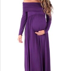 Womens Cowl Neck And Over The Shoulder Maternity Dress 96% Polyester 4% Spandex Maternity Cowl-Necked Long Sleeve Dress Designed With Comfort In Mind For Every Day Wear. Purple Maternity Dress, Gown For Pregnant Women, Spring Maternity Outfits, Maternity Photography Props, Dresses For Pregnant Women, Portrait Dress, Maternity Maxi Dress, Maternity Maxi, Short Sleeve Maxi Dresses