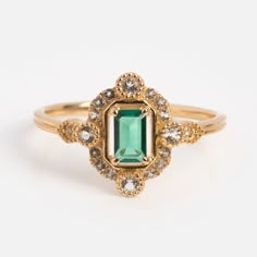 14k Vintage Inspired Emerald Shield Ring | Local Eclectic Vintage Emerald Ring Antique Jewelry, Gem Signet Ring, Nontraditional Engagement Rings Gold, Luxury Vintage Engraved Emerald Ring, Luxury Vintage Gold Emerald Ring, Luxury Vintage Emerald Ring, Vintage Gia Certified Gold Emerald Ring, Victorian Yellow Gold Emerald Ring, Gold Vintage Rings