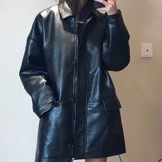 S To L Elegant Fall Streetwear Outerwear, Elegant Fall Outerwear For Streetwear, Long Leather Jacket, Jackets & Coats, Jackets For Women, Leather Jacket, Womens Sizes, Leather, Women Shopping