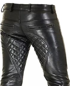 Men's Real Cowhide Leather Quilted Panels Bikers Pants: Made of fine and Soft Quality Natural Grain Cowhide Leather, Snap Button Closure,YKK Front Zip Exposed Fly, 2 Front  And 2 Back Zipped Pockets , Quilted Panels Front, Quilted Saddle Seat Back, Polyester Lining till Knees for extra comfort, Leather Loops, Hemmed Bottoms, Durable, Elegant and Carefully Stitched.  Color: Black  Sizes: 28" To 50" Waist Or Made To Order.  Available Sizes are 28" To 50" Inches Waist Or Made To Measure. WE NEED YO Leather Trousers Women, Mens Leather Shirt, Quilted Pants, Leather Blazer Women, Suede Jacket Women, Biker Jacket Men, Mens Leather Pants, Biker Pants, Leather Jumpsuit