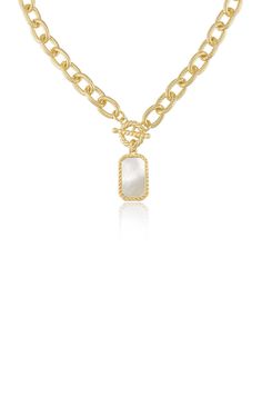 Brand: Ettika 18kt gold plated Brass + Steel Mother of Pearl 17 Inches Mother Of Pearl Pendant, Pearl Pendant Necklace, Pearl Pendant, Earring Necklace, Black Tie, Ring Necklace, Chain Link, Mother Of Pearl, 18k Gold