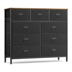 a large black cabinet with drawers on it's sides and two doors open to reveal the