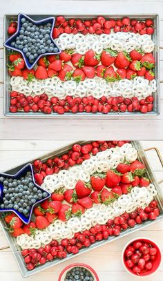 an american flag made out of strawberries and blueberries