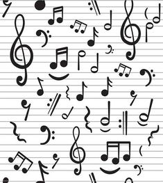 music notes and musical symbols on lined paper