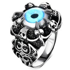 Stainless Steel Men's Dragon Claw Evil Eye Ring Surface Width: 20 Mm Stainless Steel Jewelry Is Hypoallergenic And Remarkably Durable. It Doesn’t Scratch Easily Or Dull And It Doesn’t Tarnish Because Of Its Resistance To Corrosion. The Ion Plating Modern Technology Makes It Last Forever. Stainless Steel Jewelry Has A Great Look And Makes A Fabulous Gift For Every Occasion. Eye Band, Punk Rock Jewelry, Eye Rings, Rock Rings, Mens Stainless Steel Rings, Rings Accessories, Dragon Claw, Retro Styles, Retro Ring