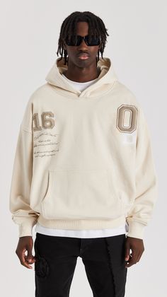 ONLY THE BLIND - Sand Varsity Hoodie Hoodies Design Ideas, High End Clothing Brands, Apparel Design Inspiration, Varsity Hoodie, Embroidery Hoodie, 3d Embroidery, Luxury Wear, College Hoodies, Pull N Bear