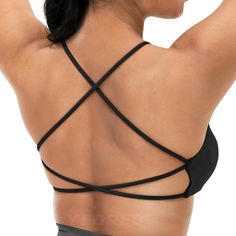 PRICES MAY VARY. 4-Way Stretch Fabric: Made of skin-friendly double-sided high-stretch fabric, soft and comfortable material, moisture wicking and breathable. Strappy open back fitness bra: Thin, delicate straps and open back detail fit your beautiful body perfectly. Stunning Criss Cross back crop and classic neckline design is perfect for a yoga top. Removable padding workout crop: The removable Padded can be adjusted at any time according to your needs. Moderate compression and light support a