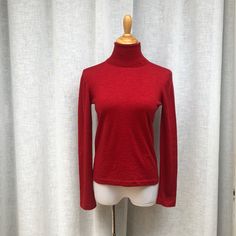 This Is A Beautiful Vintage A Gucci Turtleneck Sweater With Embroidered Logo On The Bottom Of The Sweater. Gorgeous Rich Color. Marked Size 46 Italian, Cashmere/ Silk Blend. Measurements ( Flat) Shoulder To Shoulder 15” Armpit To Armpit 17” Sleeve Length 23” Casual Fitted Gucci Sweater, Red Cashmere Sweater With Fine Knit, Red Fine Knit Wool Sweater, Red Cashmere Sweater For Fall, Red Cashmere Winter Top, Classic Red Fine Knit Sweater, Casual Red Cashmere Tops, Gucci Long Sleeve Winter Sweater, Gucci Long Sleeve Sweater For Winter