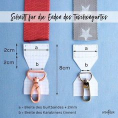 the measurements for each pair of zippers are shown in two different sizes and colors