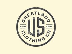 a black and white logo with the words greatland clothing co in it's center