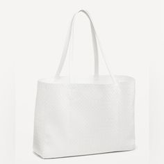 Size: 11 X 14 X 4 Inches Designer: Old Navy Color: White Condition: New Without Tags Never Used Info: Vegan Leather, Has Open Pocket Inside, Perfect Work Summer Bag Smoke & Pet Free Home No Trades No Transactions Off Posh Questions? Ask! New To Poshmark? Use Referral Code Rosekait When You Sign Up And You'll Receive $10 In Poshmark Credit! Happy Poshing! Tan Bags With Braided Handles For Errands, Tan Bag With Braided Handles For Errands, Everyday Tan Bags With Braided Handles, Faux Leather Tote Bag, Navy Bag, Summer Bag, Tote Bag Purse, Navy Color, Leather Tote Bag